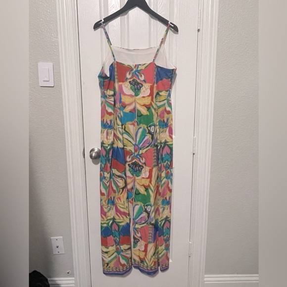 NWTAntonio Melani Giulia Printed Linen Blend Straight Neck Sleeveless Maxi Dress - Picture 3 of 6